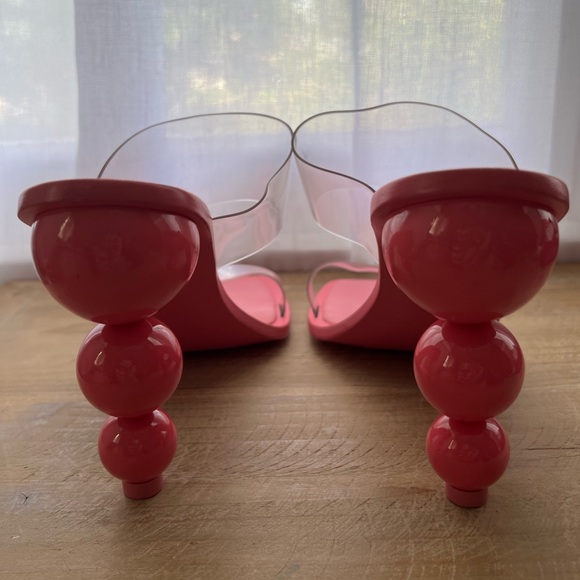 CULT GAIA Vita Vinyl Stacked Heel Mules In Blossom Pink Size 39 New - Picture 5 of 11